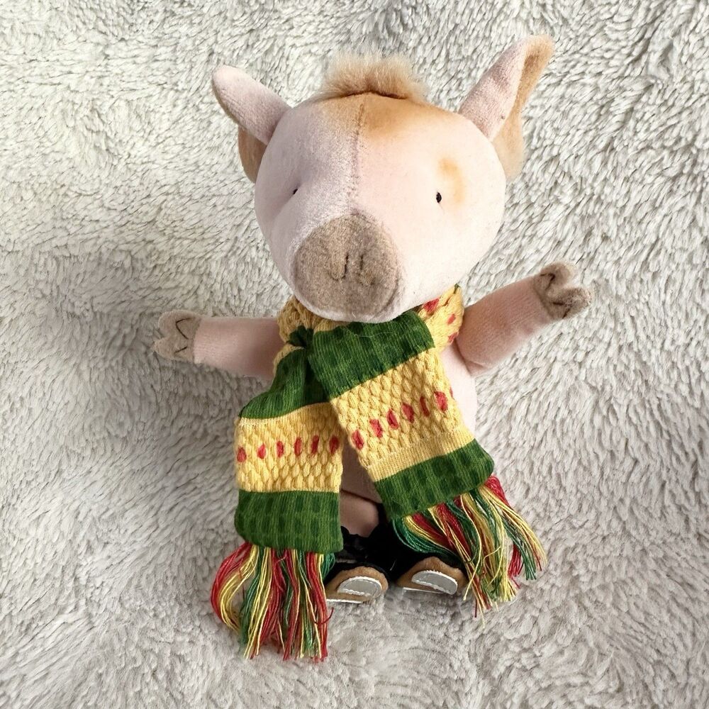 If You Give A Pig A Pancake Pink Pig Plush Striped Scarf Tap Shoes 6" Beanbag
